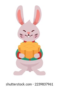 asian rabbit with mooncake character