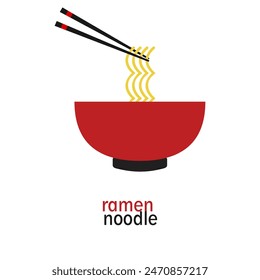 Asian Ramen noodle icon logo. Traditional dish from asia. Japanese noodles
