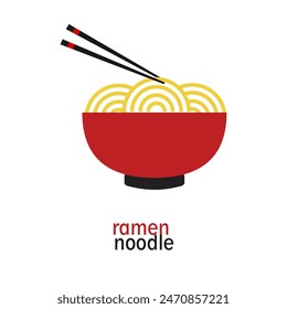 Asian Ramen noodle icon logo. Traditional dish from asia. Japanese noodles