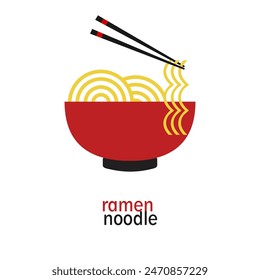 Logo del icono de fideos del Ramen asiático. Plato tradicional de Asia. Fideos japoneses