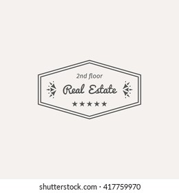 Asian real estate logo template. Vector ethnic ornamental design for agency, house and apartment rental, construction services or apartment repairs.