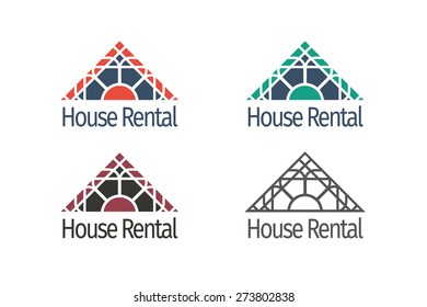 Asian real estate logo templates set. Vector ethnic ornamental design for agency, house and apartment rental, construction services or apartment repairs.