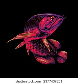 the asian red arowana illustration premium vector