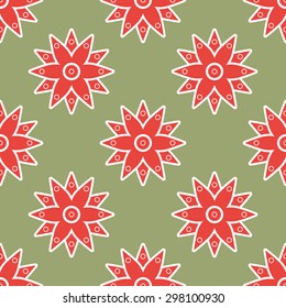 Asian red  floral seamless pattern  - vector illustration