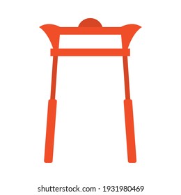 puerta roja asiática en segundo plano