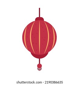 Asian Red Lantern Isolated Icon Flat