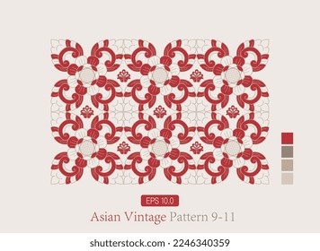 Asian retro symmetrical hand drawn traditional floral ornament vector illustration. Oriental luxury Year of the Rabbit high-quality design materials and decorations.