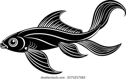 Asian ribbon fish on white background  vector art illustration