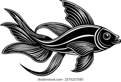 Asian ribbon fish on white background  vector art illustration