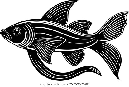 Asian ribbon fish on white background  vector art illustration