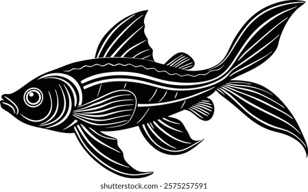 Asian ribbon fish on white background  vector art illustration