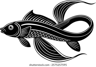 Asian ribbon fish on white background  vector art illustration