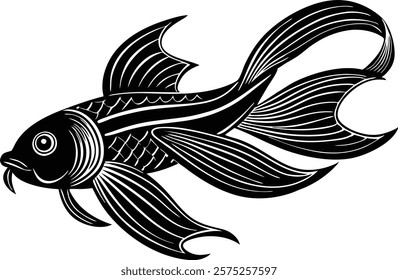 Asian ribbon fish on white background  vector art illustration