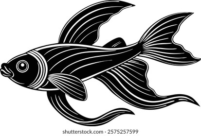 Asian ribbon fish on white background  vector art illustration