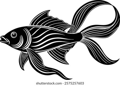 Asian ribbon fish on white background  vector art illustration