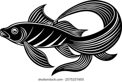 Asian ribbon fish on white background  vector art illustration