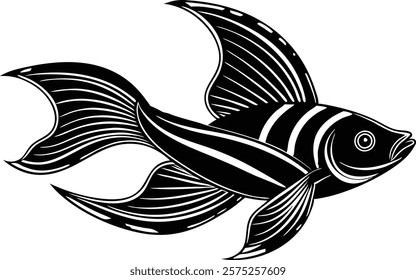 Asian ribbon fish on white background  vector art illustration