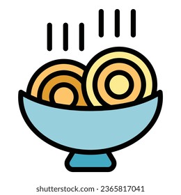 Asian roll icon outline vector. Tempura food. Japan food color flat