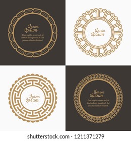 Asian Round Ornament Pattern. (Mongolian Traditional Decorative Elements, Ornamental Pattern, Circle Background, Invitation Template)