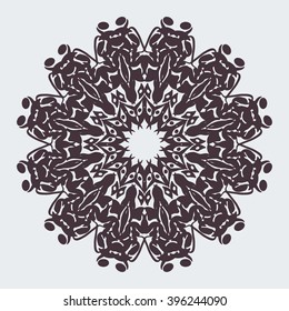 Asian round pattern. Circular ornament design element. Vector Mandala.