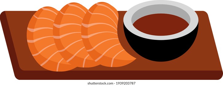 Asian sashimi, illustration, vector on a white background