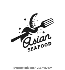 asian seafood logo inspiration. Kitchen or restaurant design template. Vector illustration