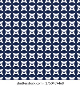 Asian seamless circles pattern. Japanese blue pattern. Ornament vector illustration.