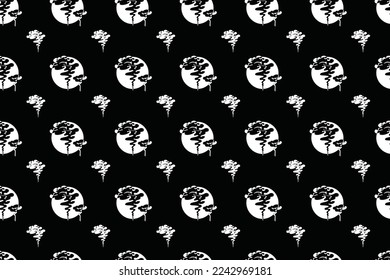 Asian seamless pattern with Chinese taditional styles. Abstract hand drawn fabric texture. Symbol related to chinese philosophy and culture. Ready for carpet, greeting card and cloth design.