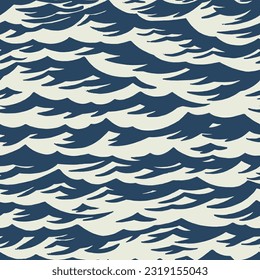 Asian seamless pattern design, Traditional pattern, Wave pattern, Japanese, Blue seamless, hand drawn pattern