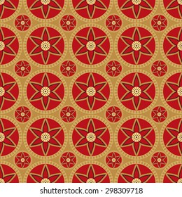 Asian seamless pattern on a gold background - vector illustration