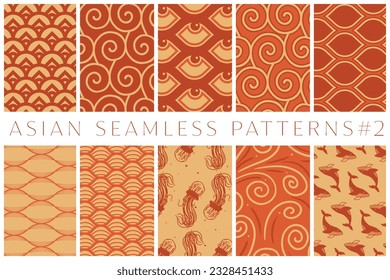 Asian Seamless pattern, Wave pattern, Japanese pattern, Water, Sea, Ocean, Traditional design, Textile