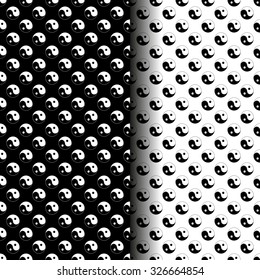 Asian seamless vector pattern, in the two embodiments. Black and white background texture