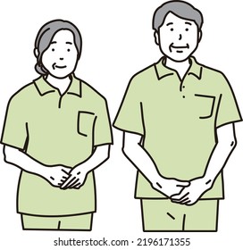 Asian seniors working in uniform