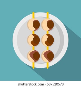 Asian shashlik icon. Flat illustration of asian shashlik vector icon for web