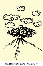Asian silhouette tree