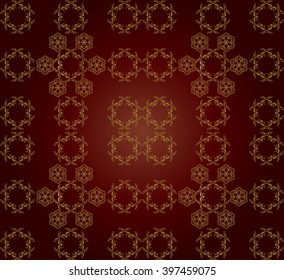 Asian silk seamless patterns. Decorative ornament on shades of dark Burgundy and brighter Ruby background, silk textile, theater curtain. Template for Art, Print, Fashion, Home decor, Textile design