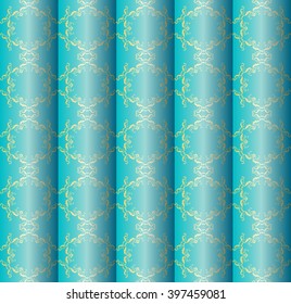 Asian silk seamless patterns. Decorative ornament on shades of Moonstone Blue background, silk textile, curtain. Texture, background pattern, geometric, floral pattern, flower, line, vintage Christmas