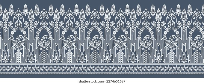 Asian silky paisley border design 