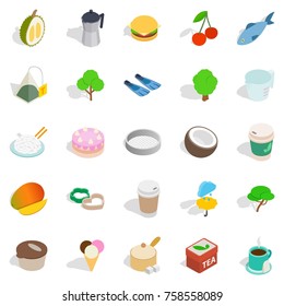 Asian snack icons set. Isometric set of 25 asian snack vector icons for web isolated on white background