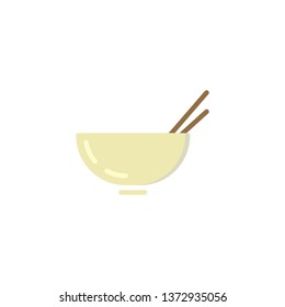 Asian soup bowl with chopsticks flat icon, Noodles bowl vector sign, colorful pictogram isolated on white. Symbol, logo illustration. Flat style design