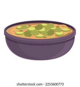 Asian soup icon cartoon vector. Food dish. Korean meal