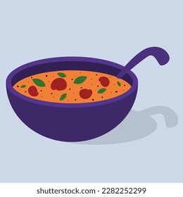 Asian soup with shrimps. Illustration of Japanisse cuisine 