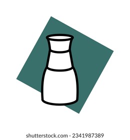 Asian soy sauce bottle icon isolated icon on green. Vector illustration. Traditional Asian dish.