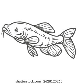 Pedra asiática Catfish Hara Jerdoni Line Art Illustration