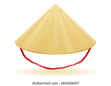 ilustración del vector de sombrero tradicional de paja asiática aislada en fondo blanco