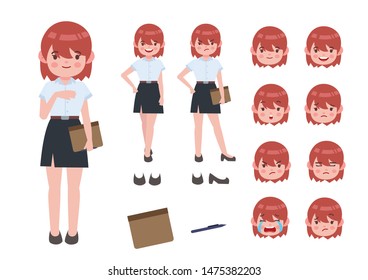 Asian student in university uniform. Thai student. Student character on isolated background. Vector. Student character vector.