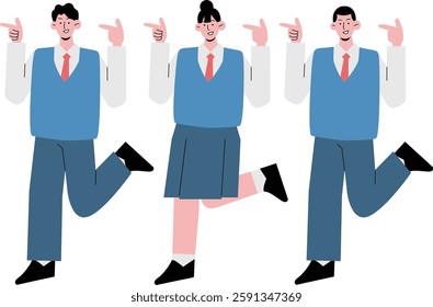 Asian students, high school students, junior high school students illustration