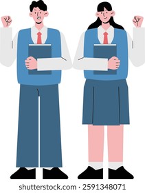 Asian students, high school students, junior high school students illustration