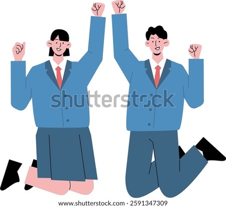 Asian students, high school students, junior high school students illustration