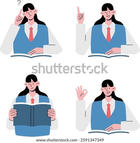 Asian students, high school students, junior high school students illustration